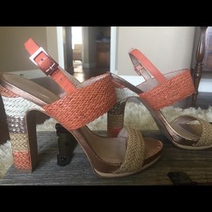 Vince Camuto coral multicolor block heels
